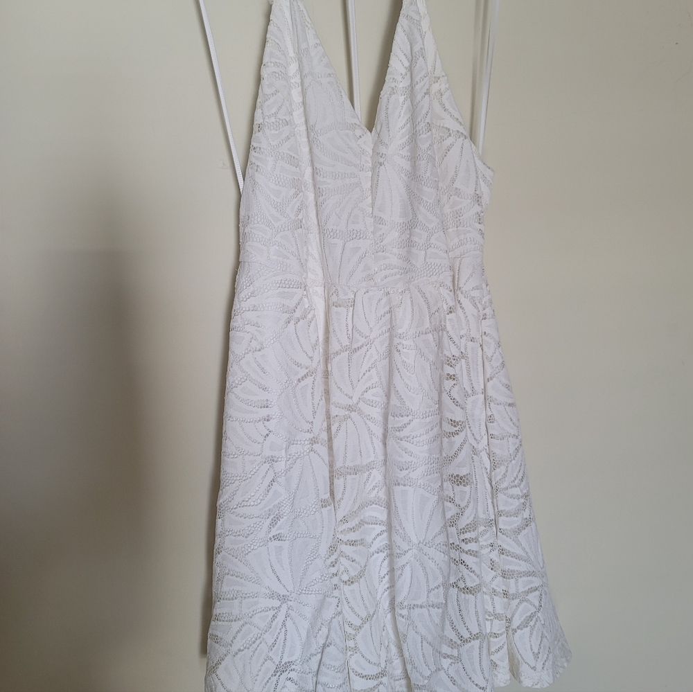 White Lace Spaghetti Strap Dress
